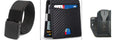 PU leather RFID anti-theft wallet with multiple card slots in carbon fibre black, measuring 11 x 7.9 cm