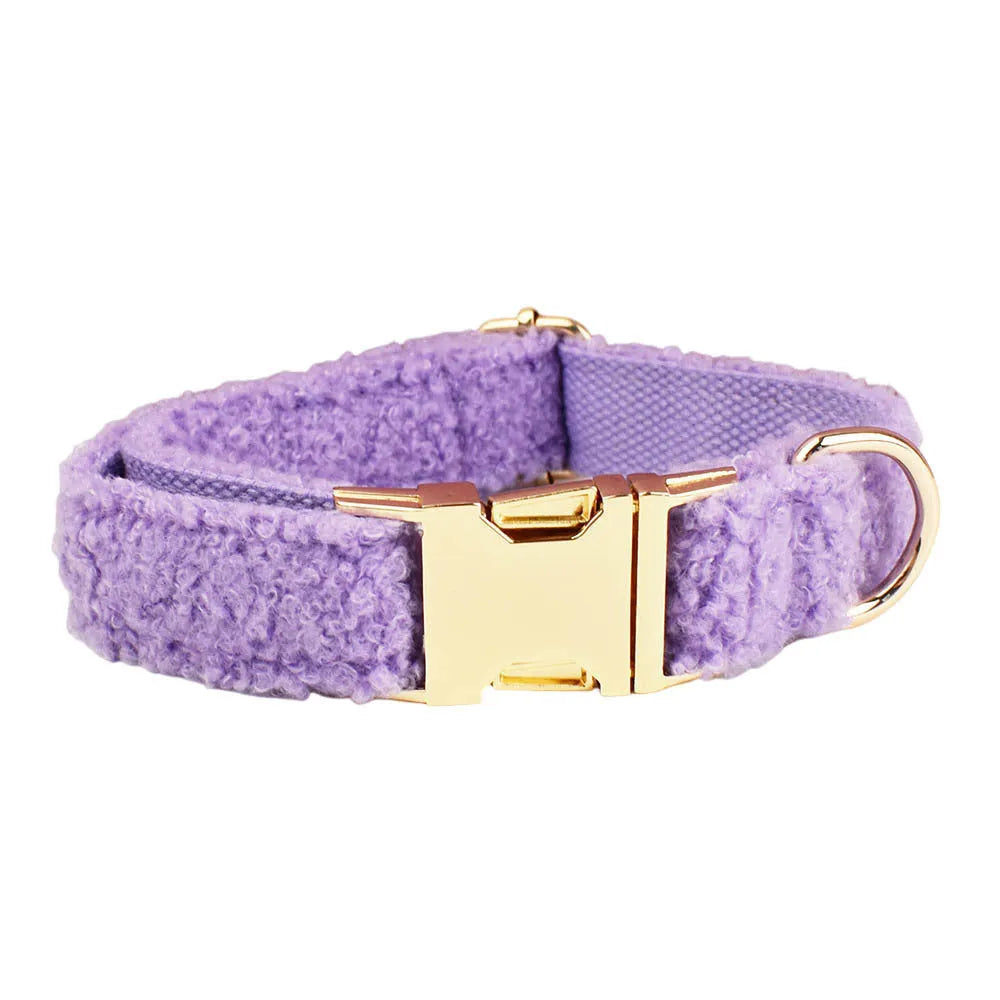 Purple fabric dog collar leash vest bow four-piece set for small dogs