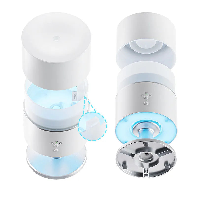 Desk lamp humidifier with ultrasonic silent night light, plastic body, white finish, 0.5L tank