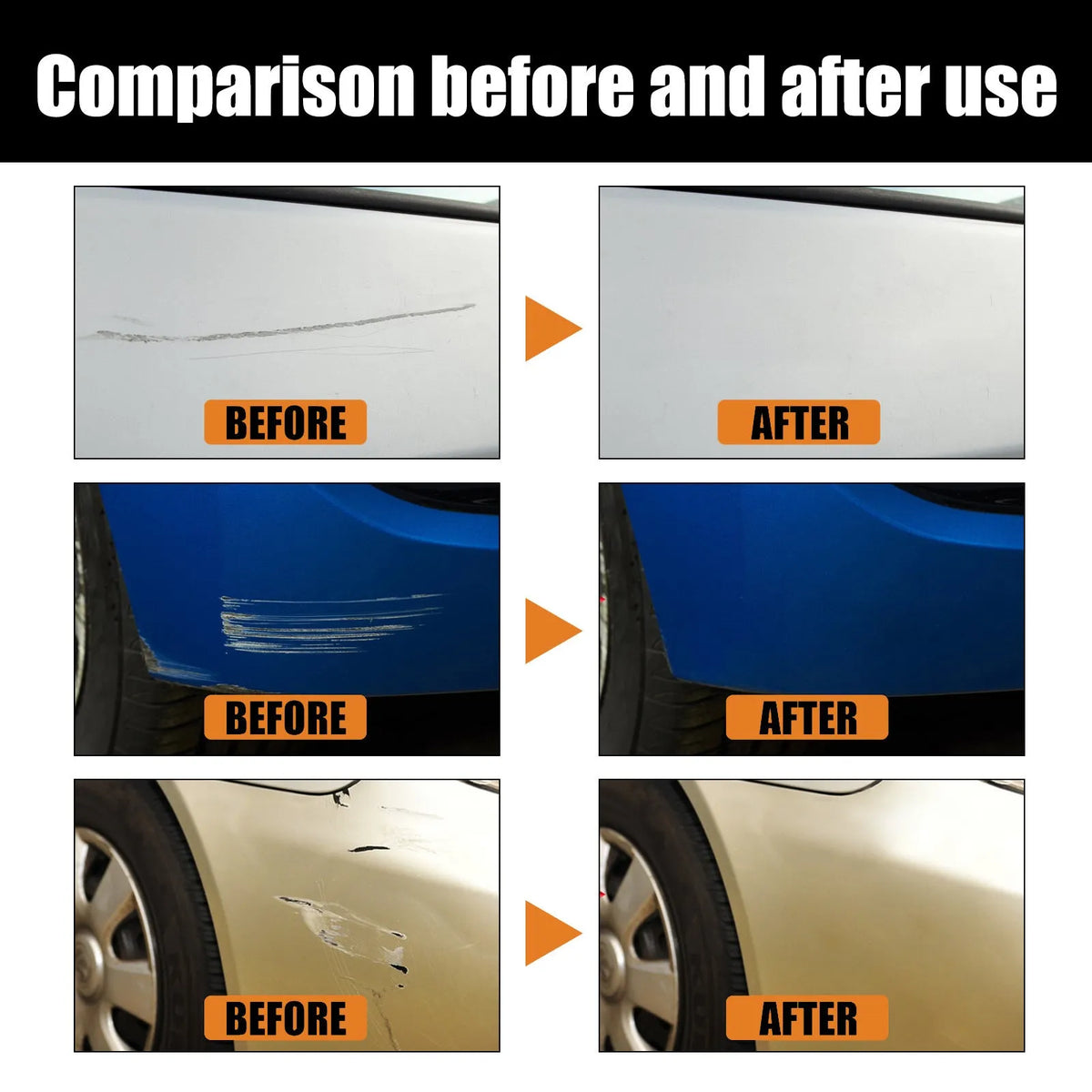 Six nano scratch repair cloths for cars, each 20x10cm, chemical fibre, for light paint scratches.