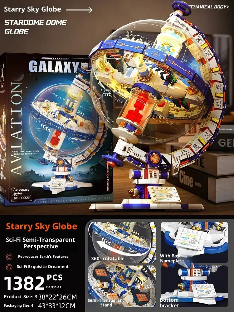 Space dawn earth instrument building blocks toy set with small particle plastic pieces in colour box