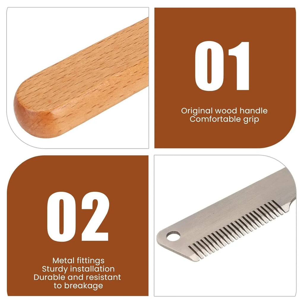 Wood handle pet stripping knife grooming tool for dogs and cats with two size options