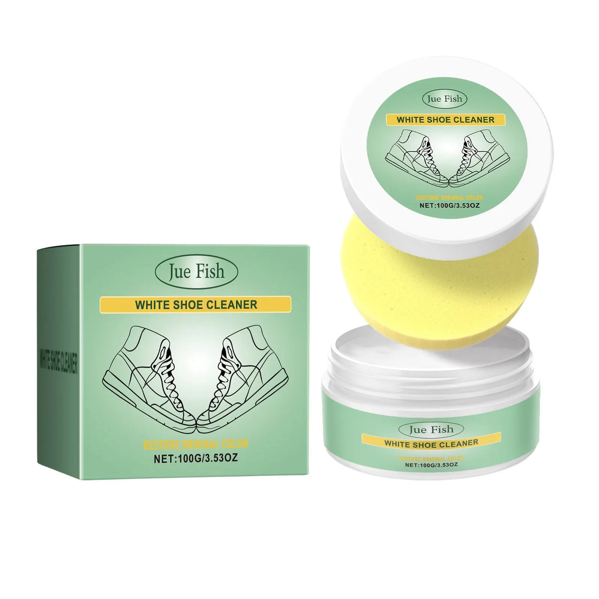 White shoes cleaning cream 100g tube with sponge, portable trainer maintenance kit