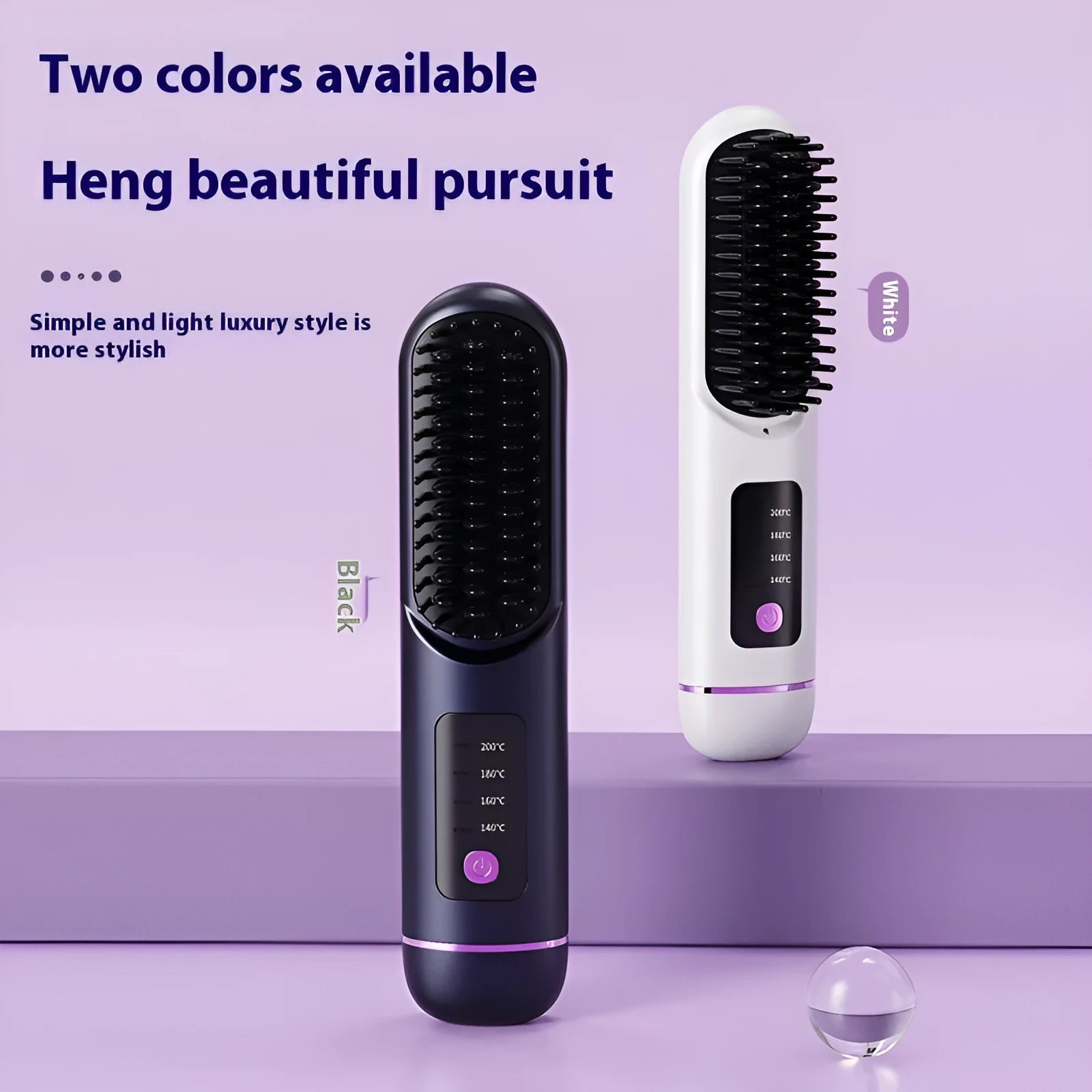 Portable charging negative ion straight hair comb in white, dark blue or grey colours