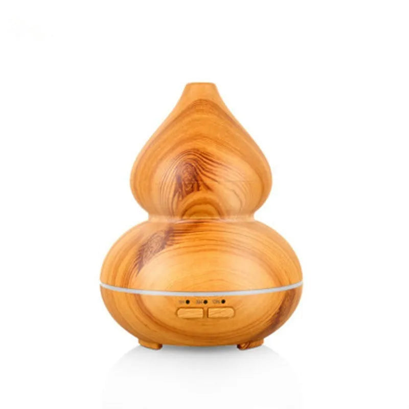 Gourd type wood grain 150ml ultrasonic aromatherapy humidifier with nano mist and silent operation