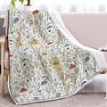 White tree leaf mushroom style lamb wool blanket, Sherpa fleece throw in 130x150cm and 150x200cm with hemmed edges