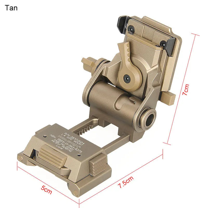 Metal alloy L4 G24 NVG fast helmet mount with OPS breakaway base in dark earth colour