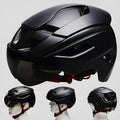 One-piece frosted goggles helmet with magnetic PC lens in black on neutral background