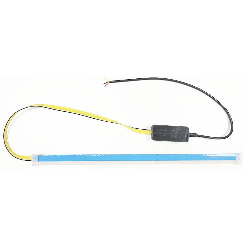 Silicone waterproof car LED light strip showing flowing turn signal effect in blue colour