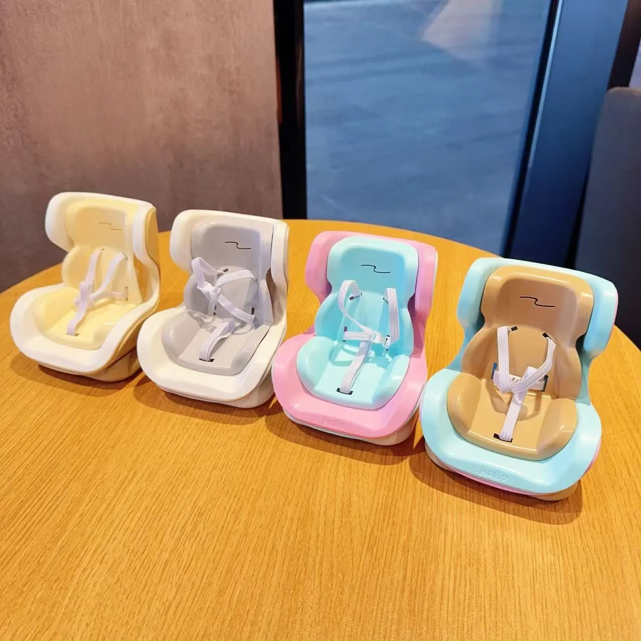 Plastic car ornament doll in milk tea colour with magnetic base and two air outlet clips