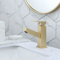 Nordic brass brushed gold pull faucet with square lever design for hot and cold water control