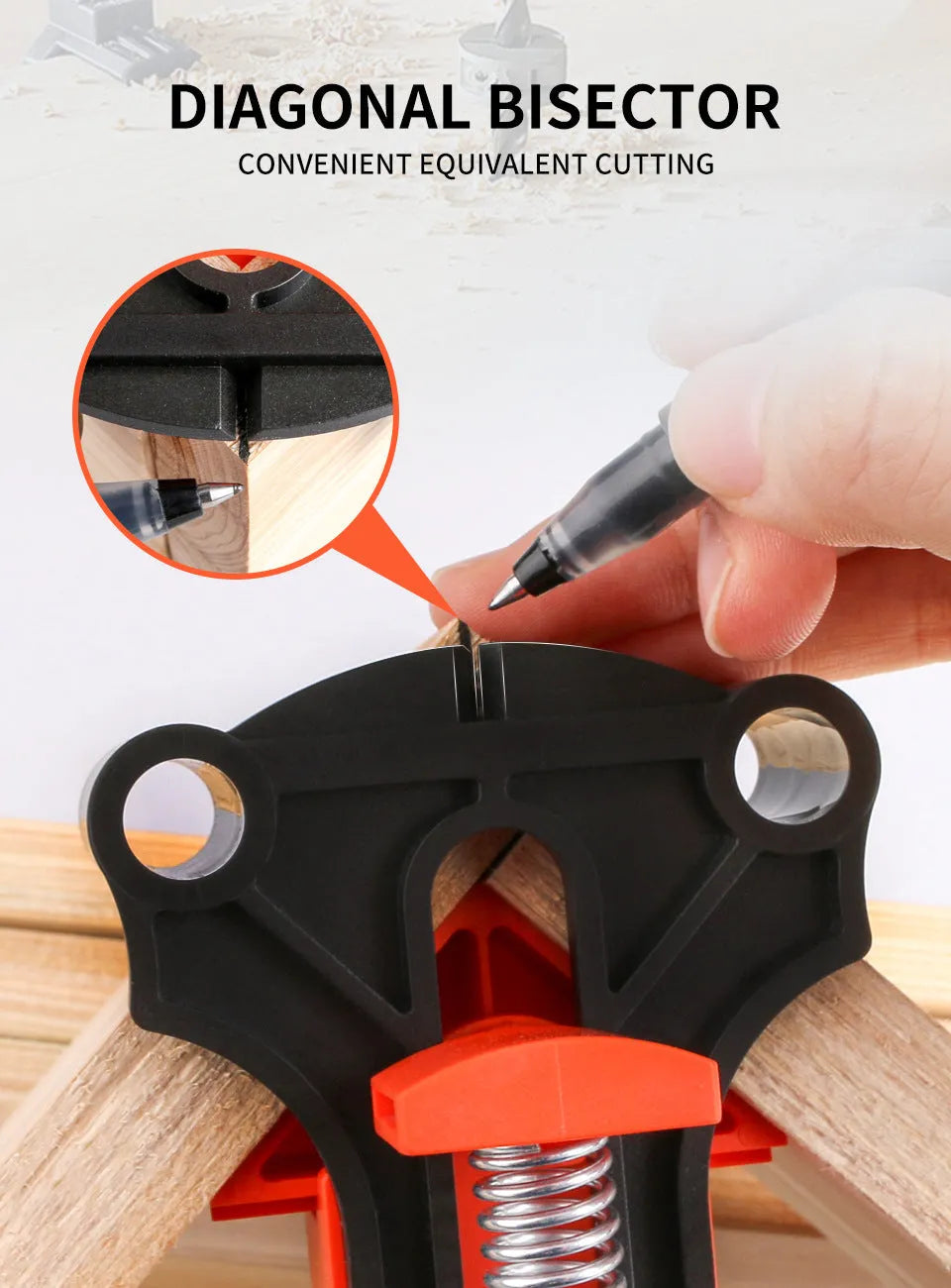 Plastic 90 degree right angle clip for assembling picture frames and photo frames