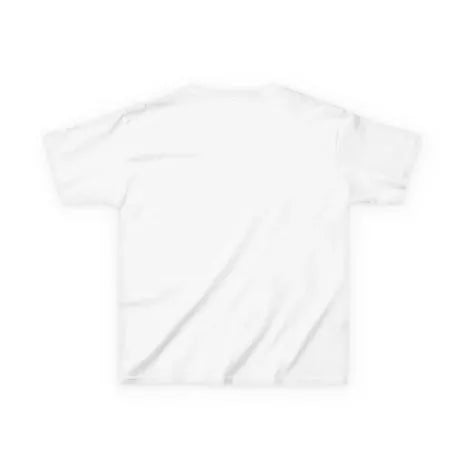 Children's pure cotton white T-shirt with printed logo, short sleeves, and drop shoulder for school uniform