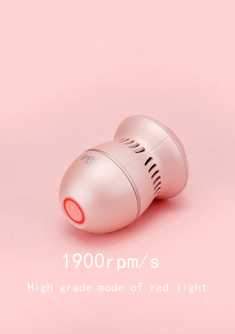 Beige and white electric foot file grinder with USB cable and grinding heads