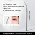 Angled bent head fine tip synthetic eyeliner and concealer makeup brush on a white background.