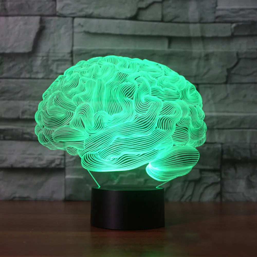 3D illusion LED desk lamp with acrylic brain design and remote control for colour changing operation