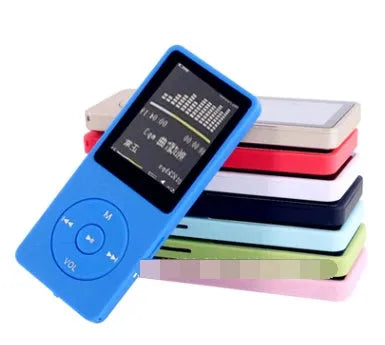 1.8-inch screen MP4 player in multiple colours with push-button controls and compact design