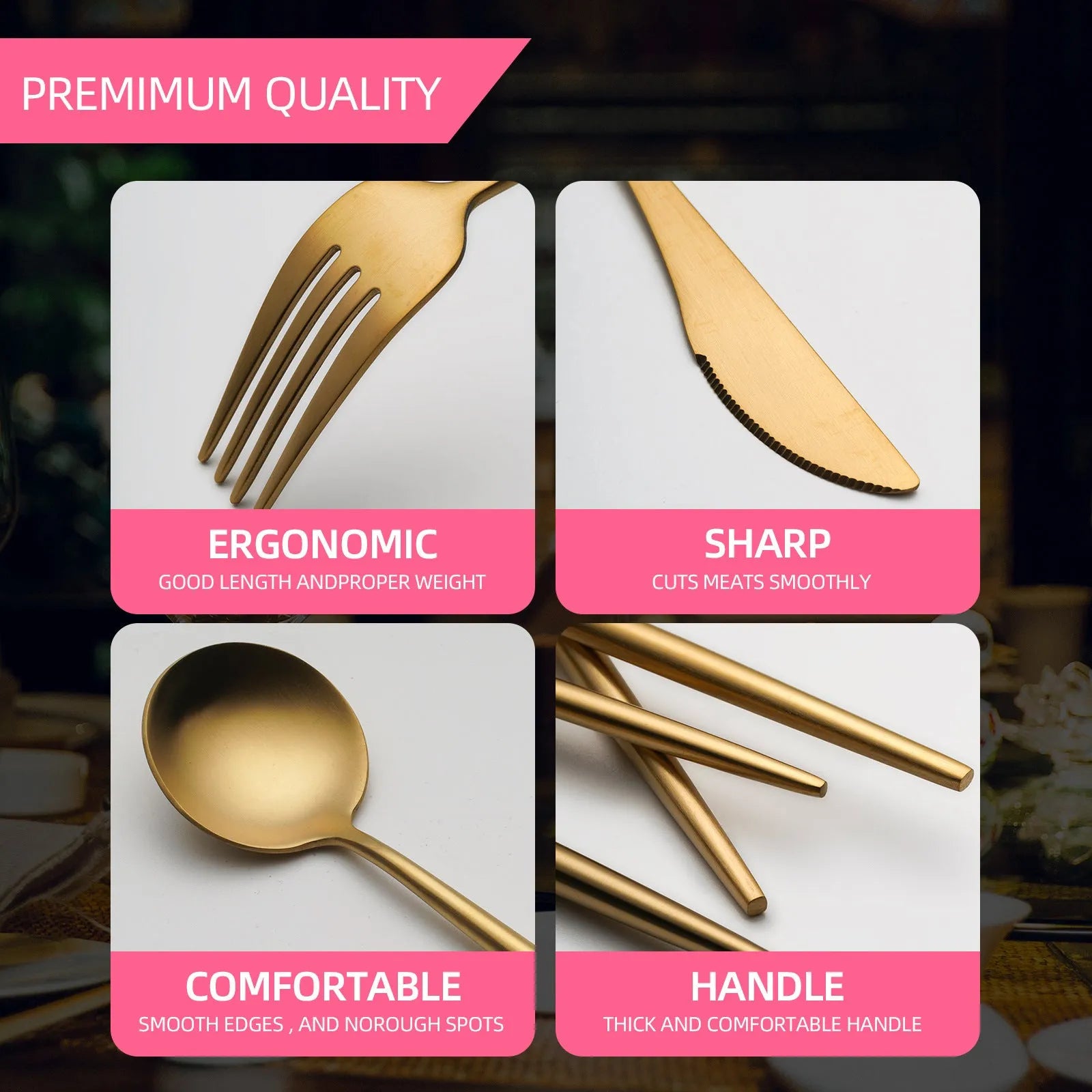 Stainless steel 5-piece steak knife set in solid colour with multi-color options for Western tableware