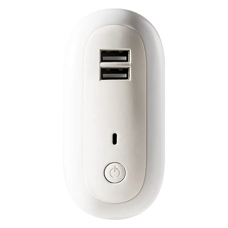 Oval small night light with dual USB charging ports and remote control, 1W LED wall plug-in lamp