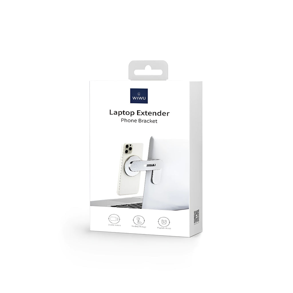 Silver magnetic aluminium alloy desktop phone bracket ZM306 on a desk