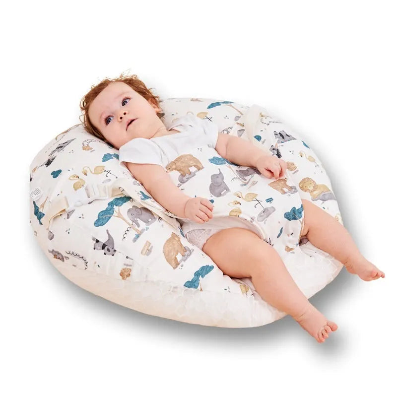 Cartoon print inclined anti-spit-up pillow for infants 1-3 years, pearl cotton filling, eight colours