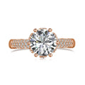 Pure silver women's ring with electroplated platinum or rose gold finish, geometric round design, sizes 5 to 9