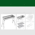 Stainless steel portable folding barbecue grill oven with grill, shown in its natural metal colour.