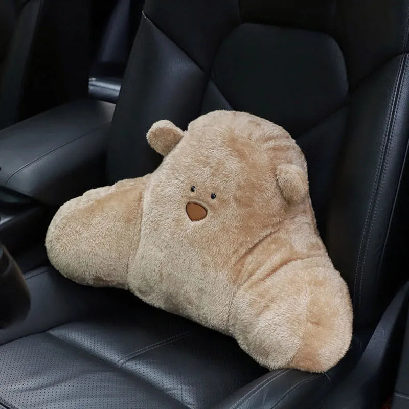Plush cartoon little bear vehicle head restraint neck protector in arm white bear style for car seat