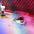 Large transparent acrylic shoe storage box with magnetic side door and lid