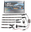 RGB LED atmosphere light kit for car interior with six flexible strips and remote control