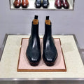 Black leather high top business casual shoes with cowhide upper