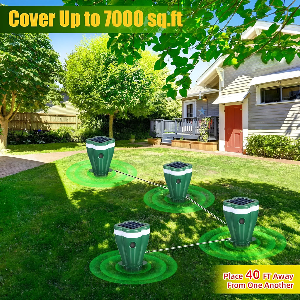 Outdoor solar energy rat and snake repellent spiral inserted in garden soil