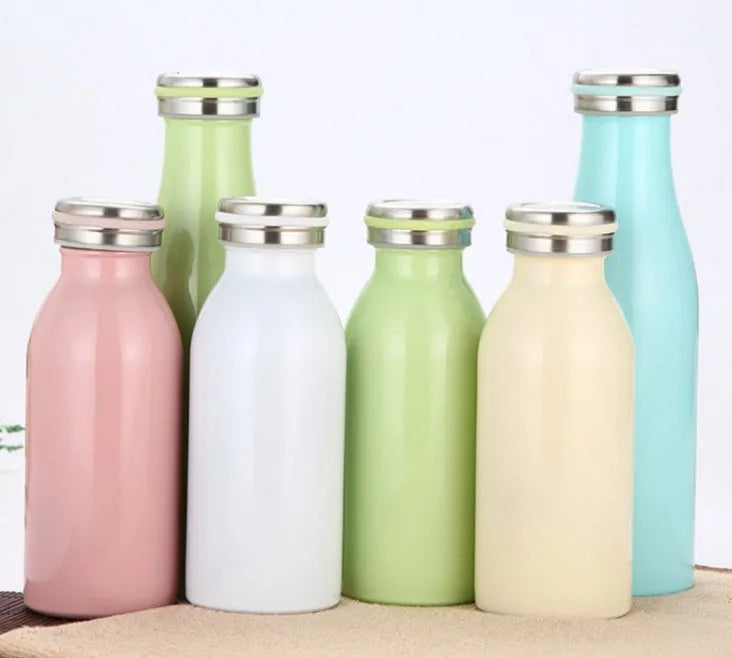 Milk vacuum water bottle 304 stainless steel insulated cup 350ml or 500ml in blue