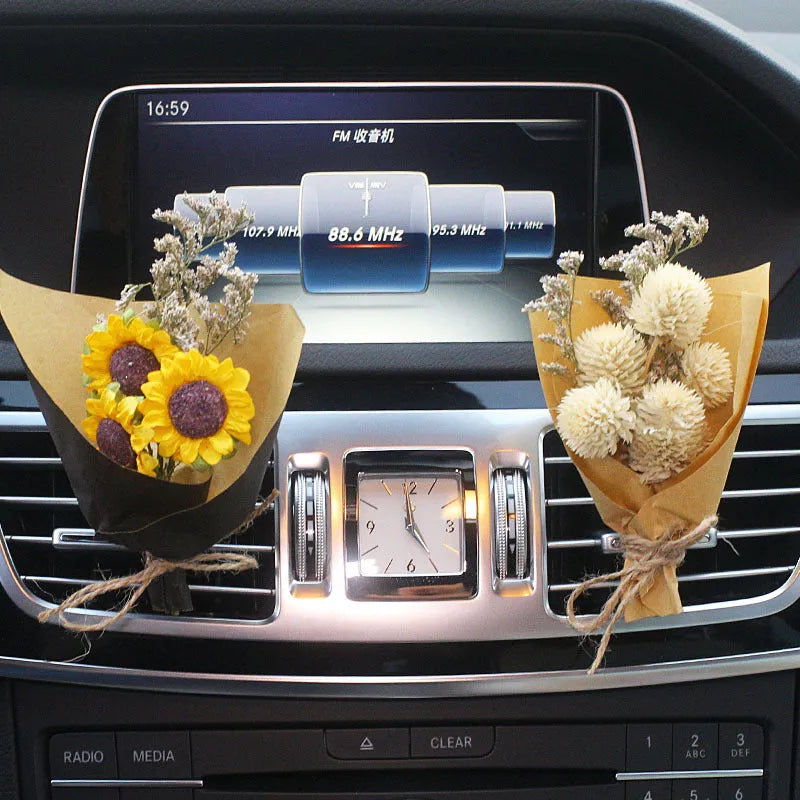 Mini dried flower bouquet for car air vent decoration in a selection of colours and styles