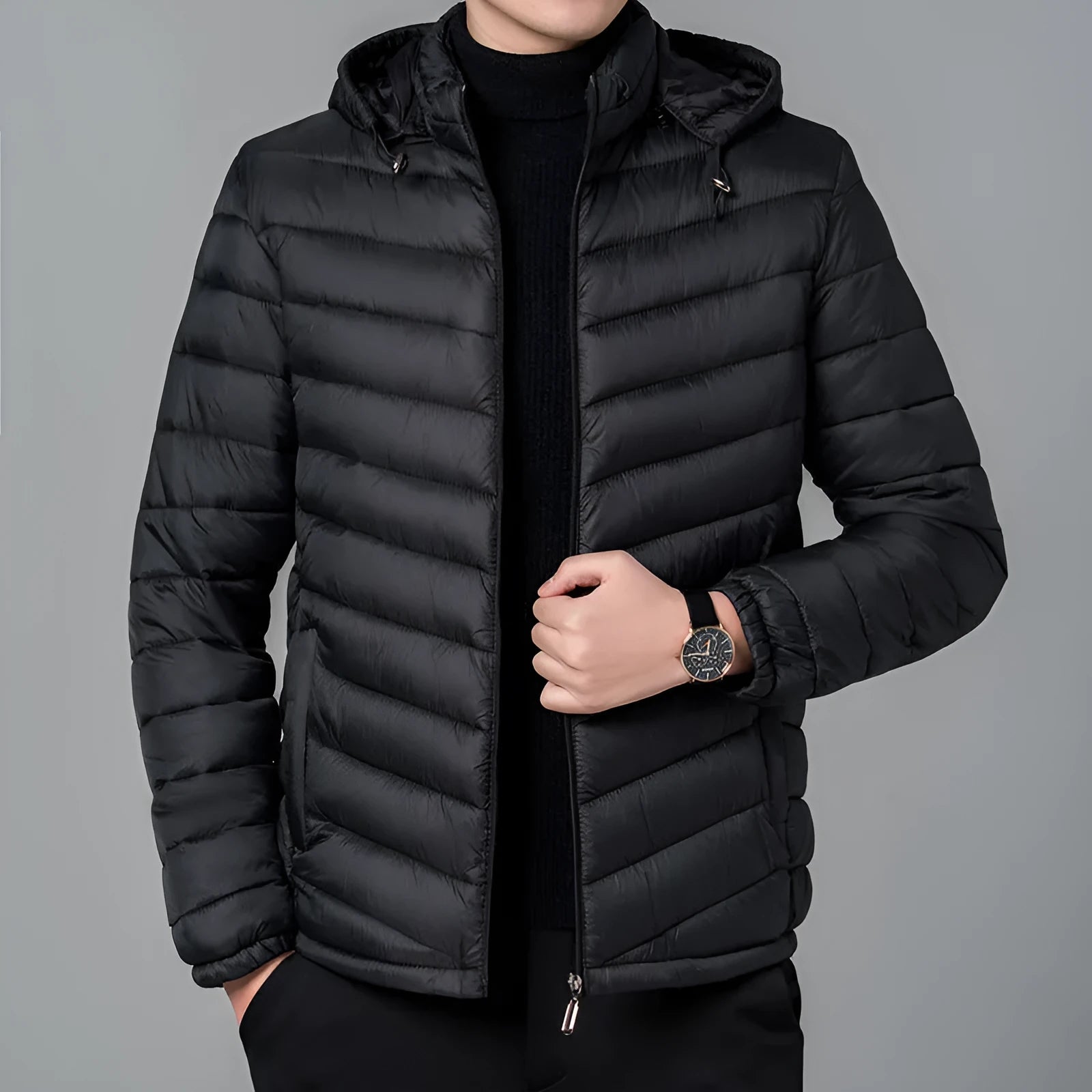 Polyester men's double-sided wear cotton jacket cardigan style in solid colour, loose fit winter coat