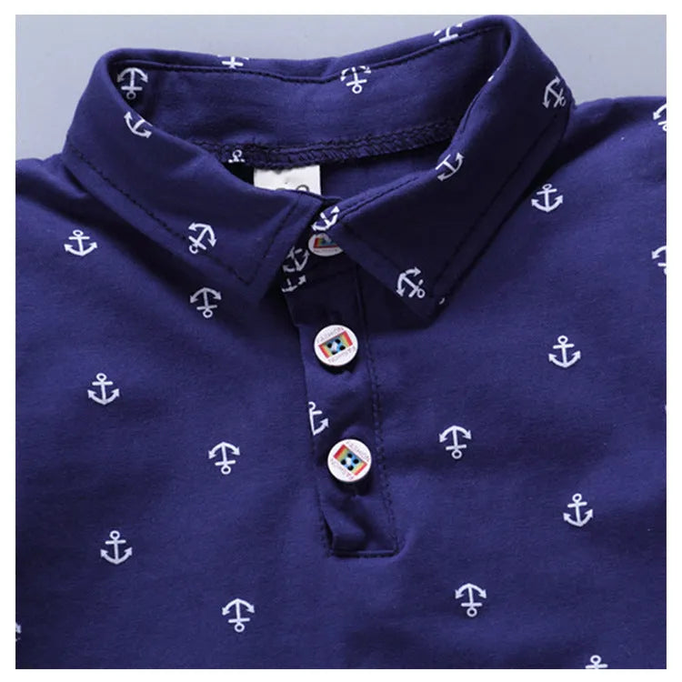 Anchor print children's cotton pullover and shorts set in multiple colours