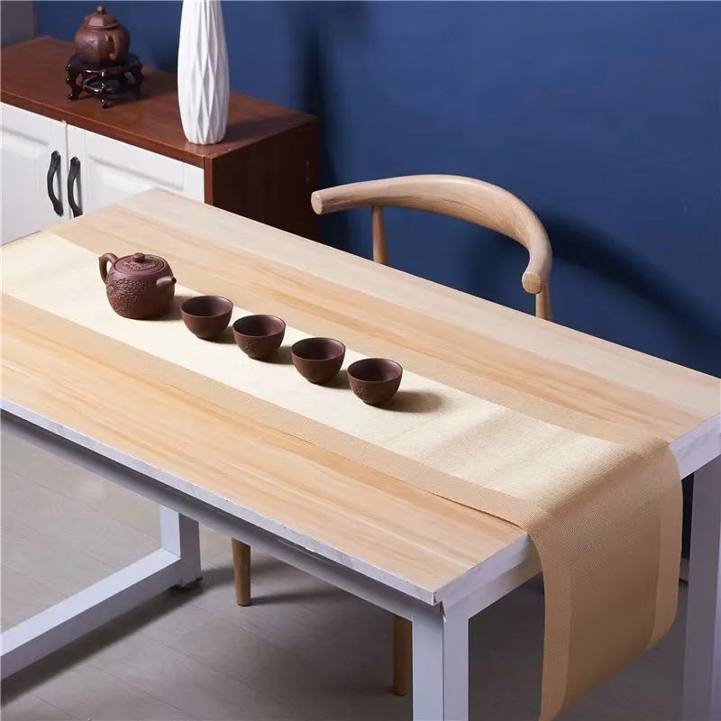 PVC non-slip kitchen sink mat in gradient bamboo black colour, shown in 30x180cm size on a countertop.