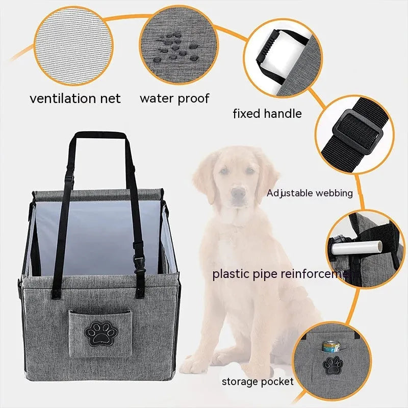 Oxford cloth portable pet crate for dogs in car with 49cm dimensions in black colour