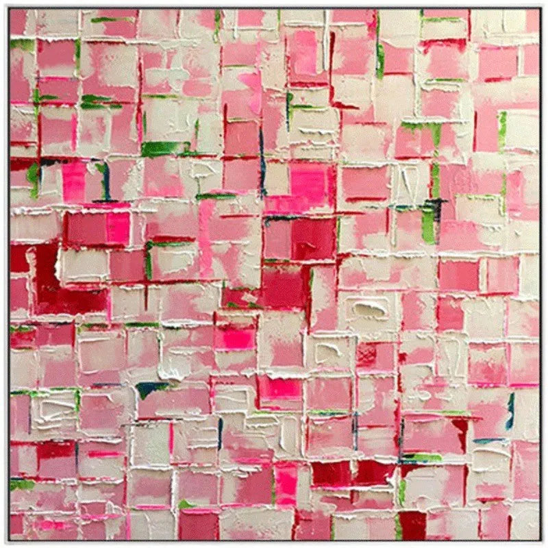 Hand painted modern abstract square oil painting on canvas, no frame, colourful design for kids room and home interior decor