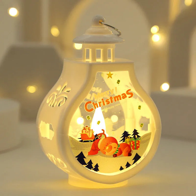 Christmas candle lamp romantic ornament, plastic and glass, 7.7x5x12.6cm, deer design