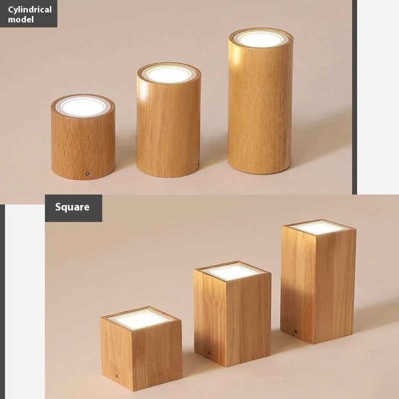 Solid wood surface mounted downlight in round and square shapes for corridor or balcony.