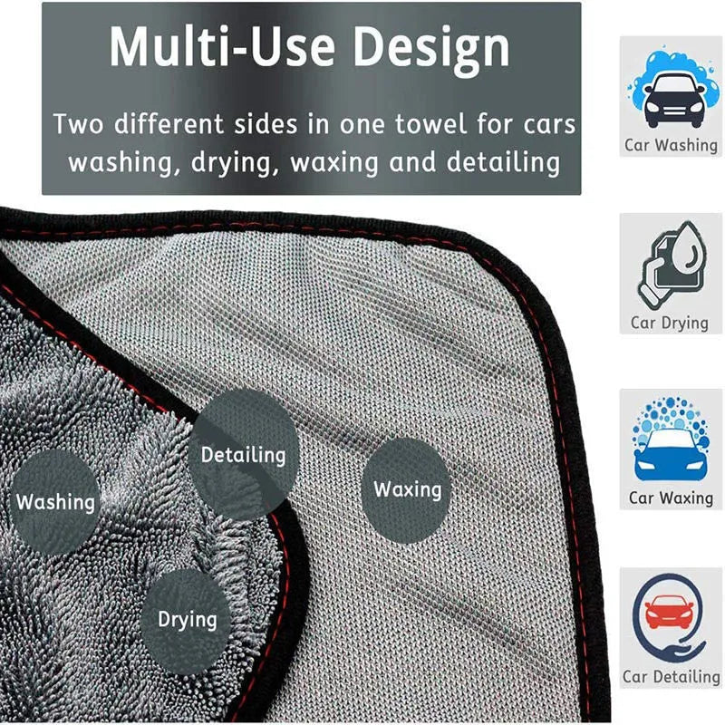 Grey microfiber car wash towel measuring 40 by 40 centimetres