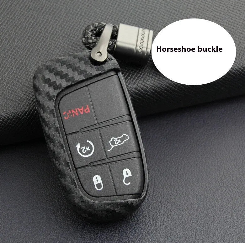 Carbon fibre patterned silicone protective case for Dodge Chrysler Fiat remote car keys.