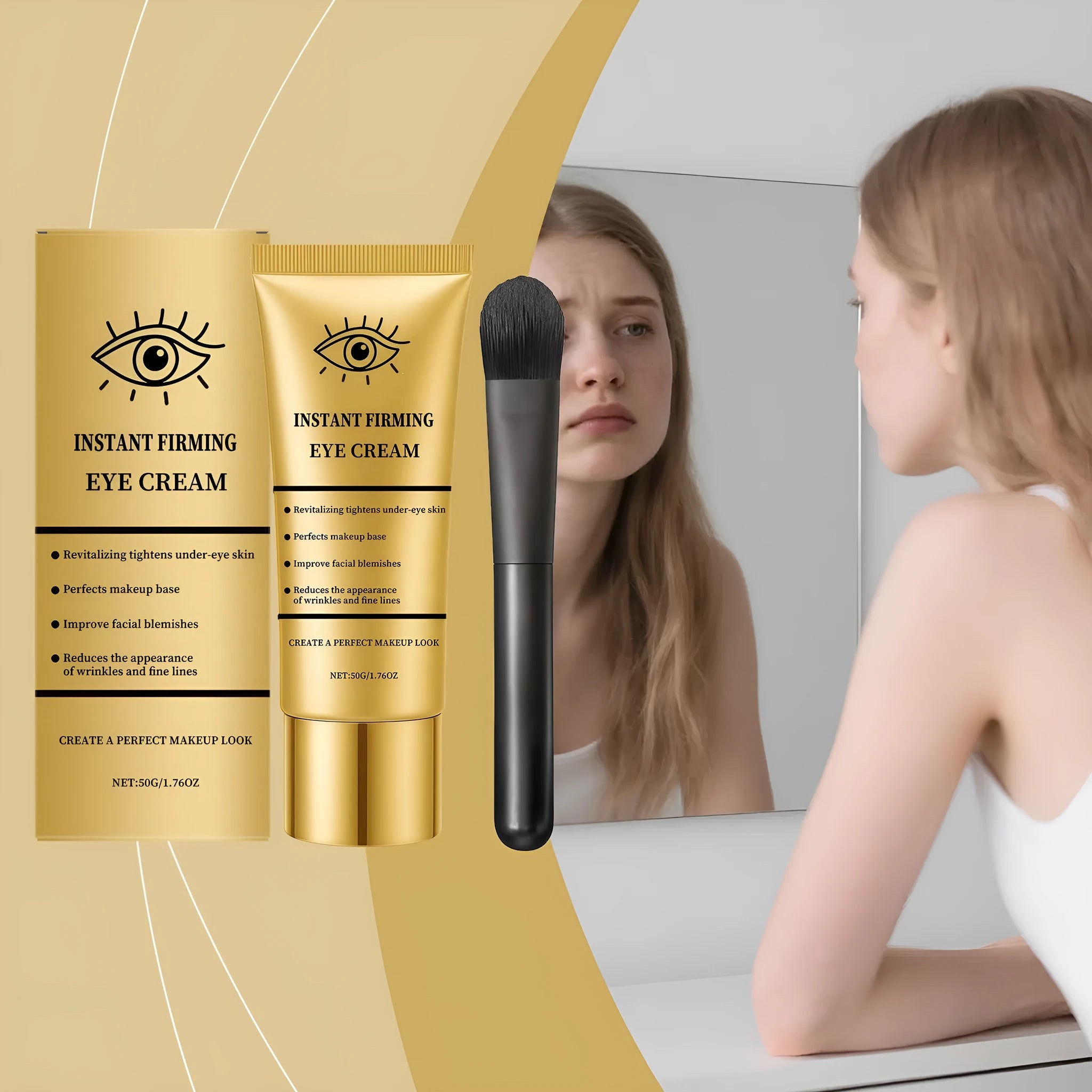 Hydrating Elastic Massage Eye Neck Cream 50g with brush applicator for firming and smoothing
