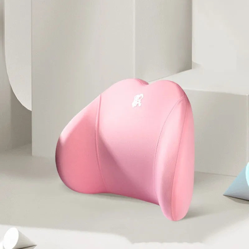 Heart-shaped car pillow set with memory foam filling for headrest and lumbar support in multiple colour options