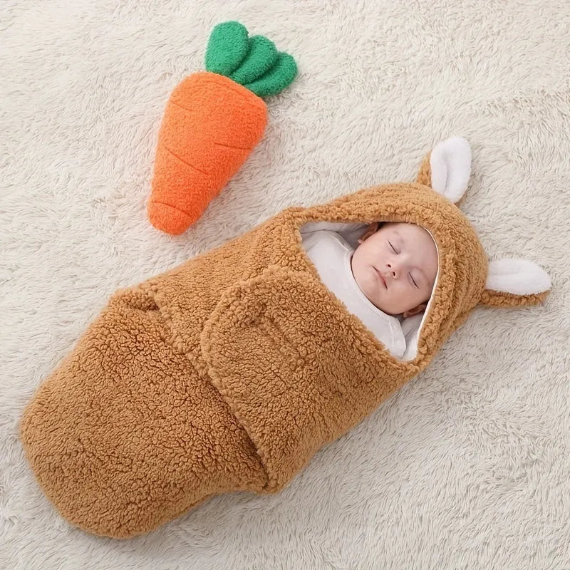 Adjustable baby sleeping bag swaddle blanket in fleece with velcro closure
