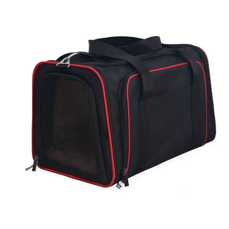 Pet Trolley Bag Mesh Car Kit in black, showing mesh sides and pull handle, size 46x28x28cm for pets up to 7.5 kg