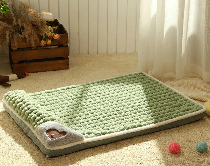 Thickened seat cushion with rabbit hair and sponge filling, available in green, gray, coffee, and pink, sizes M to 3XL.