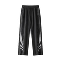 Men's plus size straight leg summer trousers in black with elastic waistband