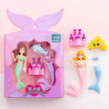 Flower Fairy Eraser Suit showing twelve TPR erasers with fairy and mermaid designs in a 14x13 cm box